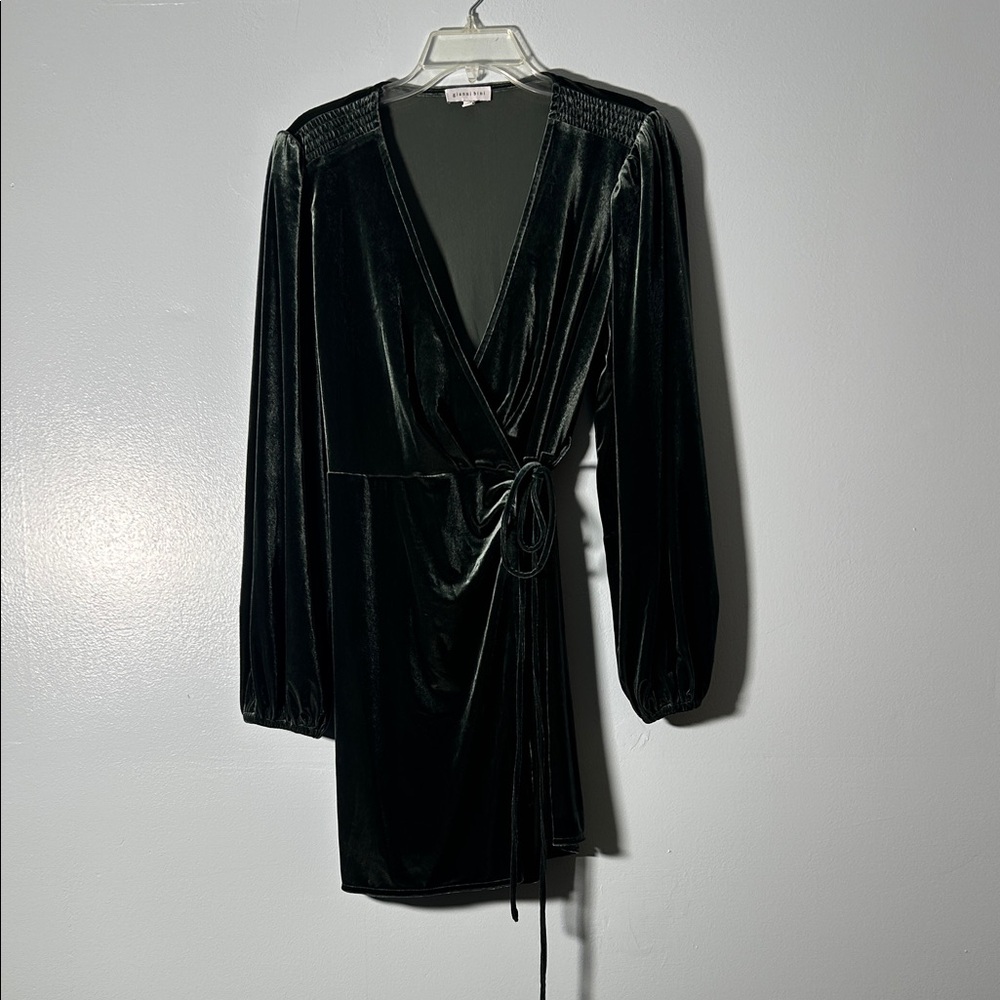 Gianni Bini Olive Velvet Wrap Around Dress